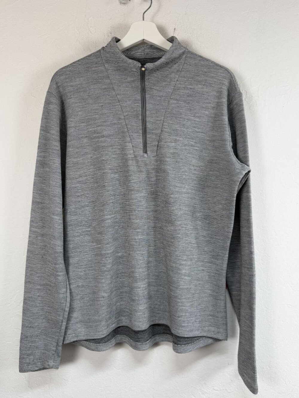 Giro Apparel Mens Gray Long Sleeve 1/4 Zip Cycling Shirt Large Merino Wool Blend